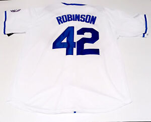J. Robinson # 42 White/Blue Los Angeles Baseball Size 3XL Men