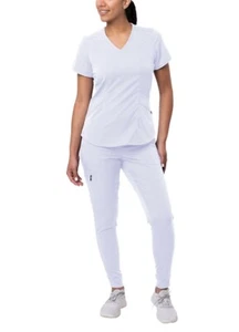 Adar Pro Modern Athletic Women Modern V-Neck Scrub Top & Scrub Pants - Picture 1 of 224