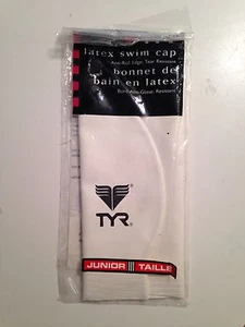 JUNIOR SIZE TYR Latex Swim Cap, White NEW - Picture 1 of 1