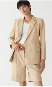 J.Crew $248 Tall Greta Blazer Stretch Linen Blend Harvest Flax Size T8 BX803 - Picture 1 of 12