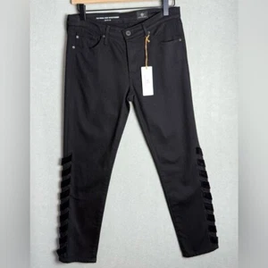 AG Adriano Goldschmied Women’s Black “The Prima Crop Intertwined” Cigarette Crop - Picture 1 of 15