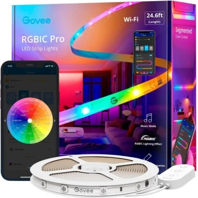 Govee RGBIC Smart LED Strip Lights for Bed Living room WIFI App - 25ft H619B - Image 1 of 4