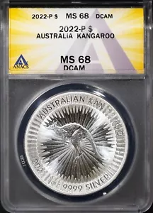 2022 $1 Silver Australian Kangaroo MS 68 DCAM ANACS # 7625547 + Bonus - Picture 1 of 2