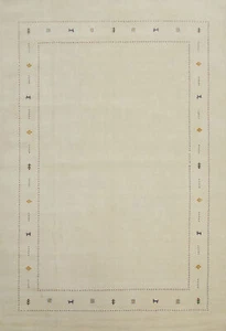 Timeless Gabbeh Design High-quality Ivory Color Hand-knotted Wool Rug 8x12 ft - Picture 1 of 11