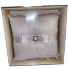 White Ring Bearer Wedding Pillow with Bow and Rhinestone Buckle New in Box