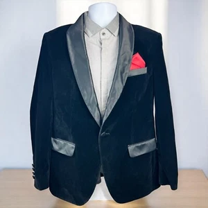 BESPOKE TAZZIO Velvet Tuxedo Jacket Mens Sz Small One Button Slim Fit Party Prom - Picture 1 of 15
