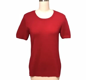 Jaclyn Smith Cashmere Short Sleeve Sweater Top Red Quiet Luxury VTG Women’s Sz L - Picture 1 of 7