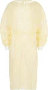 Vestido de aislamiento desechable puño elástico, amarillo (10 por bolsa) - Imagen 1 de 3