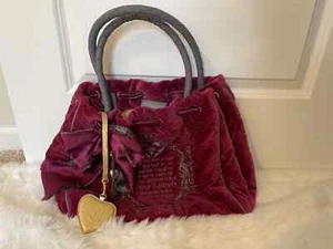 Juicy Couture Daydreamer Burgundy Velour Fairytale Bag Purse Vintage Bow Charm - Picture 1 of 8