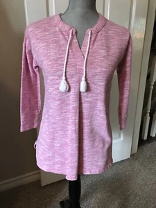 T By Talbots Pullover Sweatshirt Petite P Active 3/4 Sleeve Pink Space Dye - Picture 1 of 5