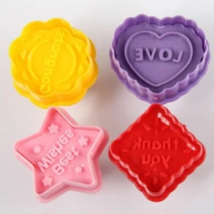 Estampilla cortadora de galletas x 4 émbolo embossador decoración de pasteles fondant pastelería galletas - Imagen 1 de 6
