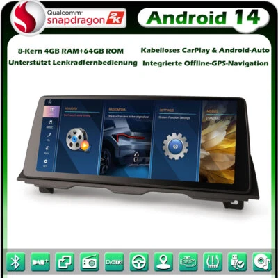 12.3" Android 14 8GB+128GB Autoradio GPS Navi CarPlay BT für BMW 5er F10 F11 NBT - Bild 1 von 4