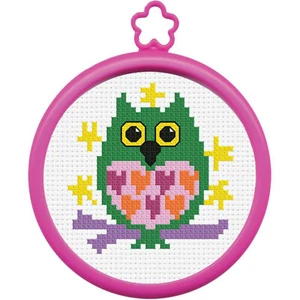 Counted Cross Stitch Kit ~ My 1st Stitch Hearts Owl w/Frame #45641 - Picture 1 of 3