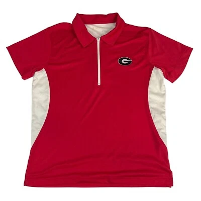 Camisa Polo Hartwell Coretech Para Hombre con Cremallera UGA Georgia Bulldogs L Roja Blanca Negra Foto 1 de 4