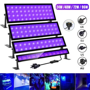 24-96W LED UV Schwarzlicht Strahler Flutlicht Partylicht Bühnendekoration Licht - Picture 1 of 27