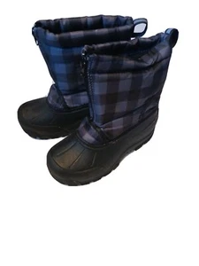 Northside - Boys Winter Snow Boots - Black Plaid - Size 1 - Insulated - Picture 1 of 10