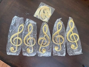 5" Gold Treble Clef Gold Brass Music Note Christmas Ornament NEW - Picture 1 of 3