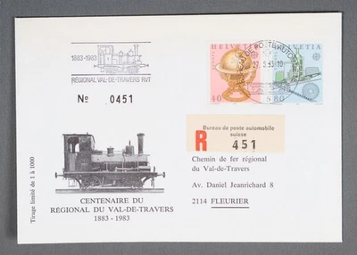 MayfairStamps Switzerland 1993 Centennial of Regional Train Travelers Registered - Image 1 of 2