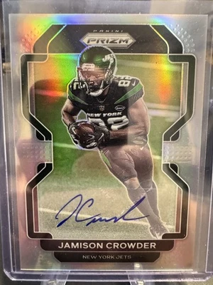 JAMISON CROWDER 2021 PANINI PRIZM AUTOGRAPH FOOTBALL SILVER JETS AUTO - Image 1 of 2