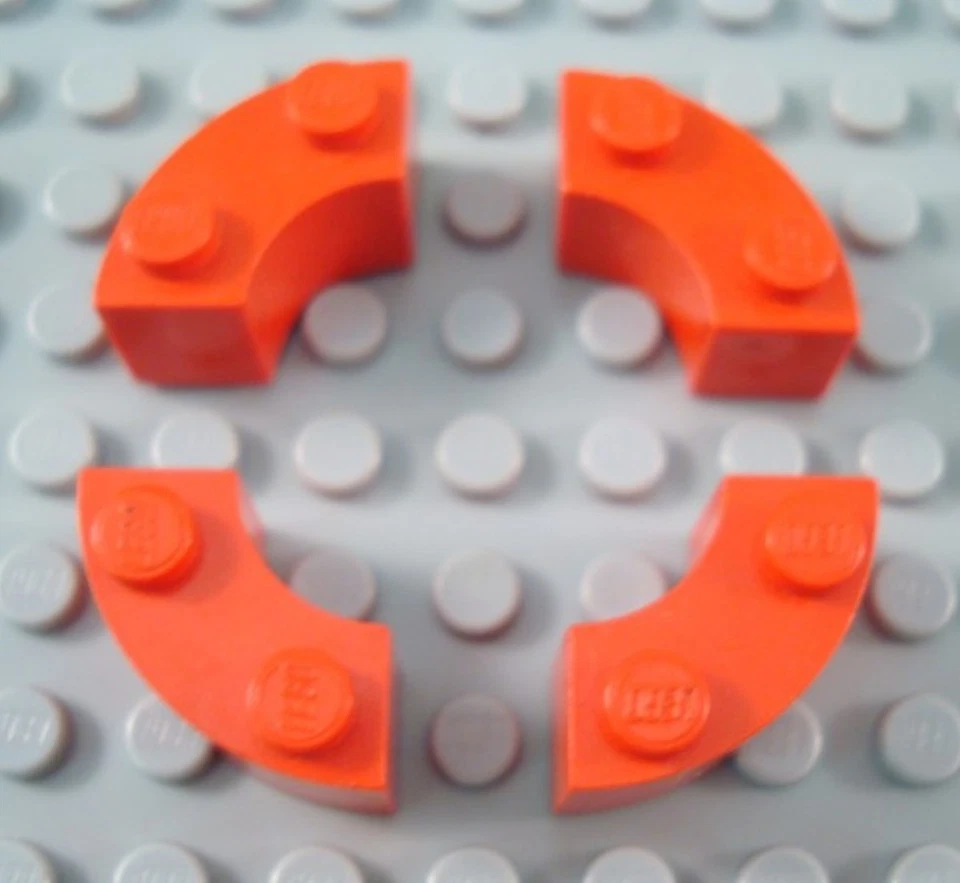 LEGO Lot of 4 Red 2x2 Curved Macaroni Brick Pieces - Image 1 of 1