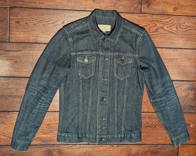 All Saints Japanese Selvedge Men's Indigo Blue Denim Trucker Rinse Jacket Size S - Image 1 of 4
