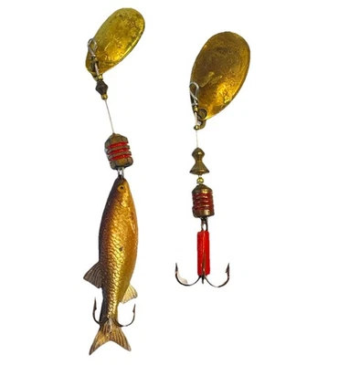 Винтажная рыболовная приманка Mepps лот товаров Comet 1 Aglia 2 золотой спиннер сделано во Франции гольян - Изображение 1 из 4