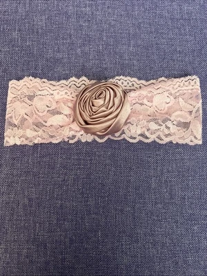 Cute!  Pink Baby Girl Lace Headband Flower Rose Hair Bow - Image 1 of 3