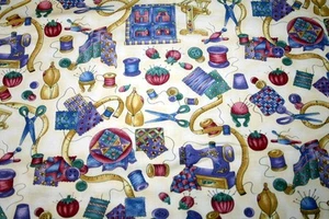 SEWING BASKET FROM HOFFMAN - 100% COTTON FABRIC - Picture 1 of 6