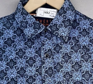 Wrangler Twenty X Western Shirt Mens M  Blue Black Geometric Pearl Snaps NICE - Picture 1 of 19