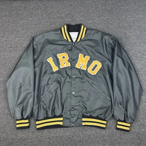Vtg DeLong Jacket Mens XXL Black Yellow Nylon Bomber Embroidered Nylon Irmo SC - Picture 1 of 14