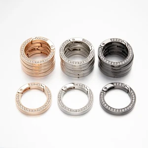 Cierre de junta tórica de resorte de diamantes de imitación redondo 5 piezas mosquetón ganchos para bolsa correa colgante - Imagen 1 de 27