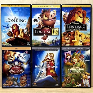 Disney DVD Lot The Lion King Trilogy, Aristocats, Robin Hood, Sword in the Stone - Picture 1 of 5