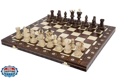 Juego de ajedrez Wegiel hecho a mano embajador europeo - madera 21 pulgadas haya y abedul Foto 1 de 4