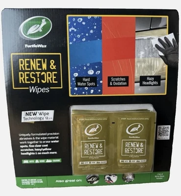 Turtle Wax Renew & Restore Wipes 12 Ct Paint Glass Headlight Oxidation Remover - Image 1 of 4