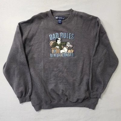 Vintage Y2k Big Dogs Sweatshirt Mens Large Gray Dad Rules Sweater Pullover - Image 1 of 4