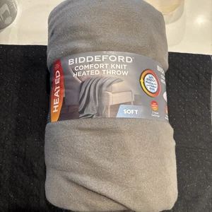 Biddeford HEATED THROW BLANKET - Comfort Knit Electric Fleece Soft 50 x 62, Gray - Picture 1 of 4