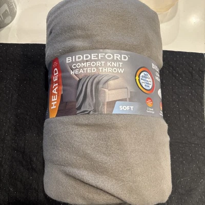 Biddeford HEATED THROW BLANKET - Comfort Knit Electric Fleece Soft 50 x 62, Gray - Image 1 of 4