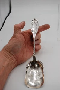 1869 COIN SILVER STRAWBERRY SERVER L L MASON FROM MR MRS LL MASON - Picture 1 of 10