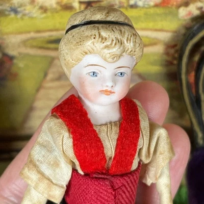 Antiguo 1800 Bisque Porcelana Casa de Muñecas Muñeca Dama Niña Vestido Alemán Kestner? Foto 1 de 4