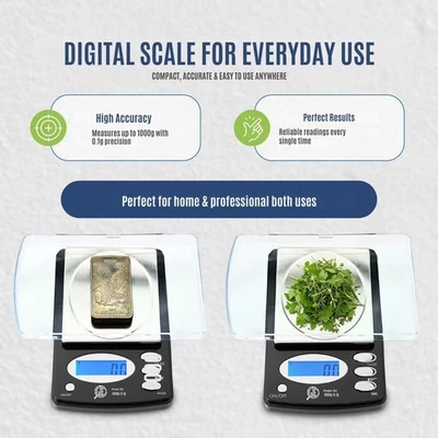 Digital Scale 1000g x 0.1g Jewelry Gold Silver Coin Gram Pocket Size Grain GTE