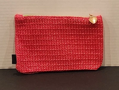 IPSY Glam Cosmetic Makeup Bag March 2025 Reddish Pink & Gold Strawberry Zipper - Image 1 of 2