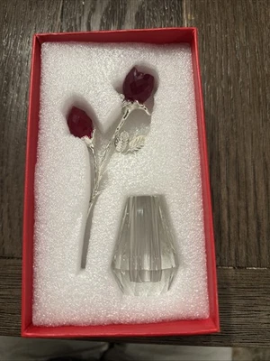 Buquê de flores de vidro ornamento estatueta rosa cristal H&D HYALINE & DORA com V... - Imagem 1 de 3