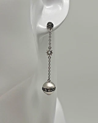 Brincos de ouro 14K, prata esterlina CZ, 2” de comprimento, Frieda Rothman - Imagem 1 de 4