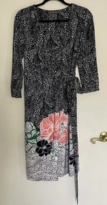 A Pea In The Pod Maternity Wrap Dress 3/4 Sleeves Polka Dot Floral Size Small - Picture 1 of 24