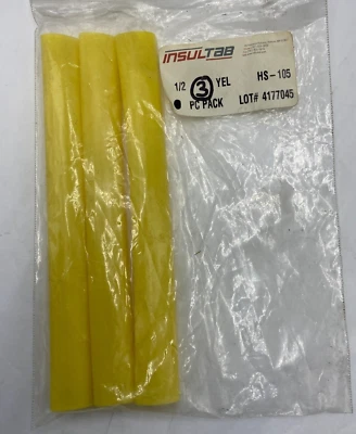 Insultab HS-105 Insultab ПВХ термоусадочные трубки желтый HS105 упаковка из 3 - Изображение 1 из 4