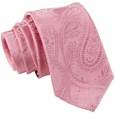 Nuevo Para Hombre Poliéster Tejido 2.5" Corbata Delgada Solo Paisley Rosa Boda Formal Foto 1 de 2