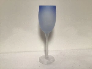 W44 Vintage Antique Classic Blue Frosted Flute Champagne Glass Blue Flutes Wine - Picture 1 of 20
