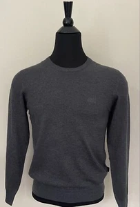 HUGO BOSS Pullover Logo Gray Wool Crew Neck Logo S size Unisex Pullover - Picture 1 of 7