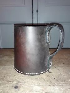 VINTAGE HIDE ENGLISH TANKARD - Picture 1 of 4