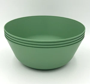Set of 4 LARGE Plastic Salad Mixing Bowl Dishwasher Microwave Safe Sage Green - Picture 1 of 3